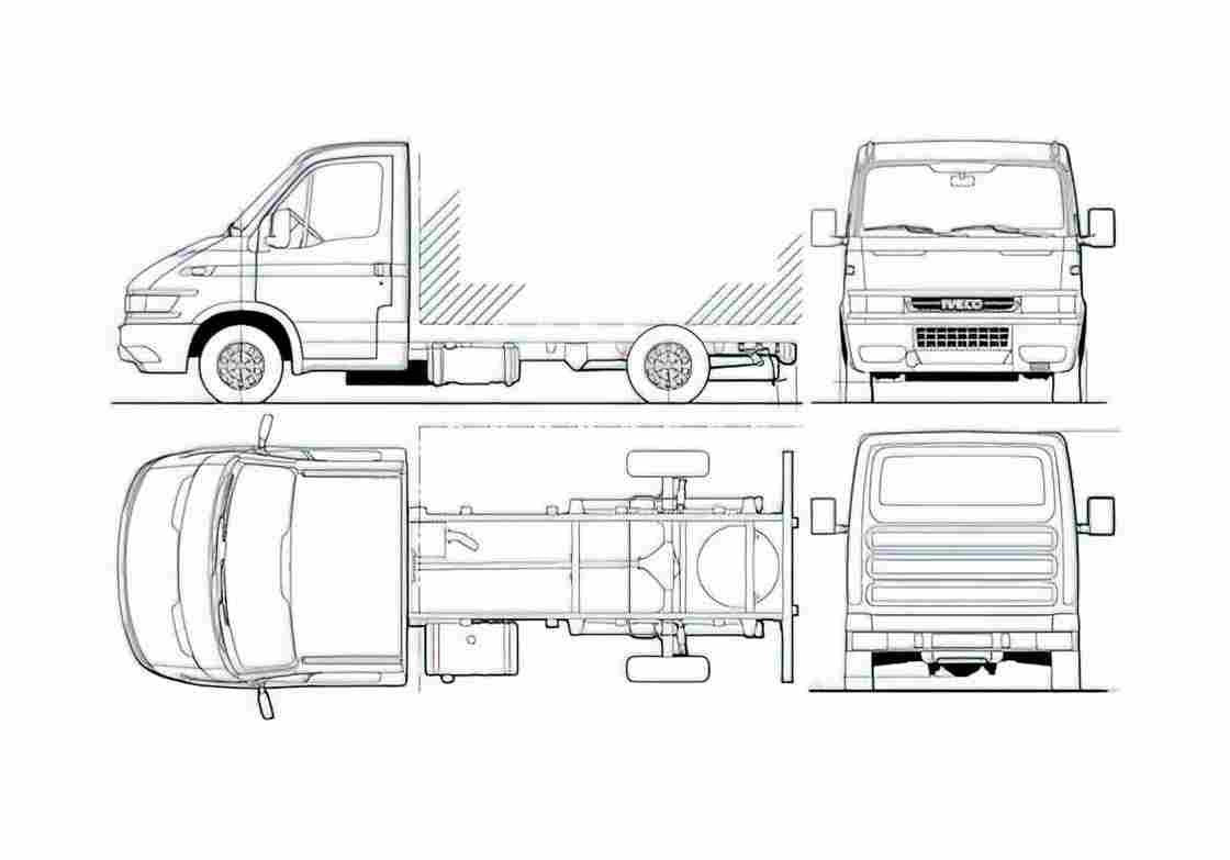 Blueprint Iveco Daily Cabinati Truck 2008 A4 Photo Print