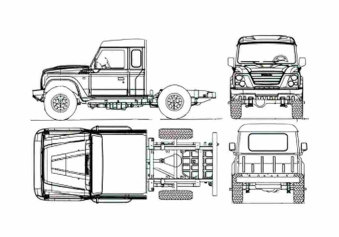 Blueprint Iveco Massif Chassis Truck 2009 A4 Photo Print