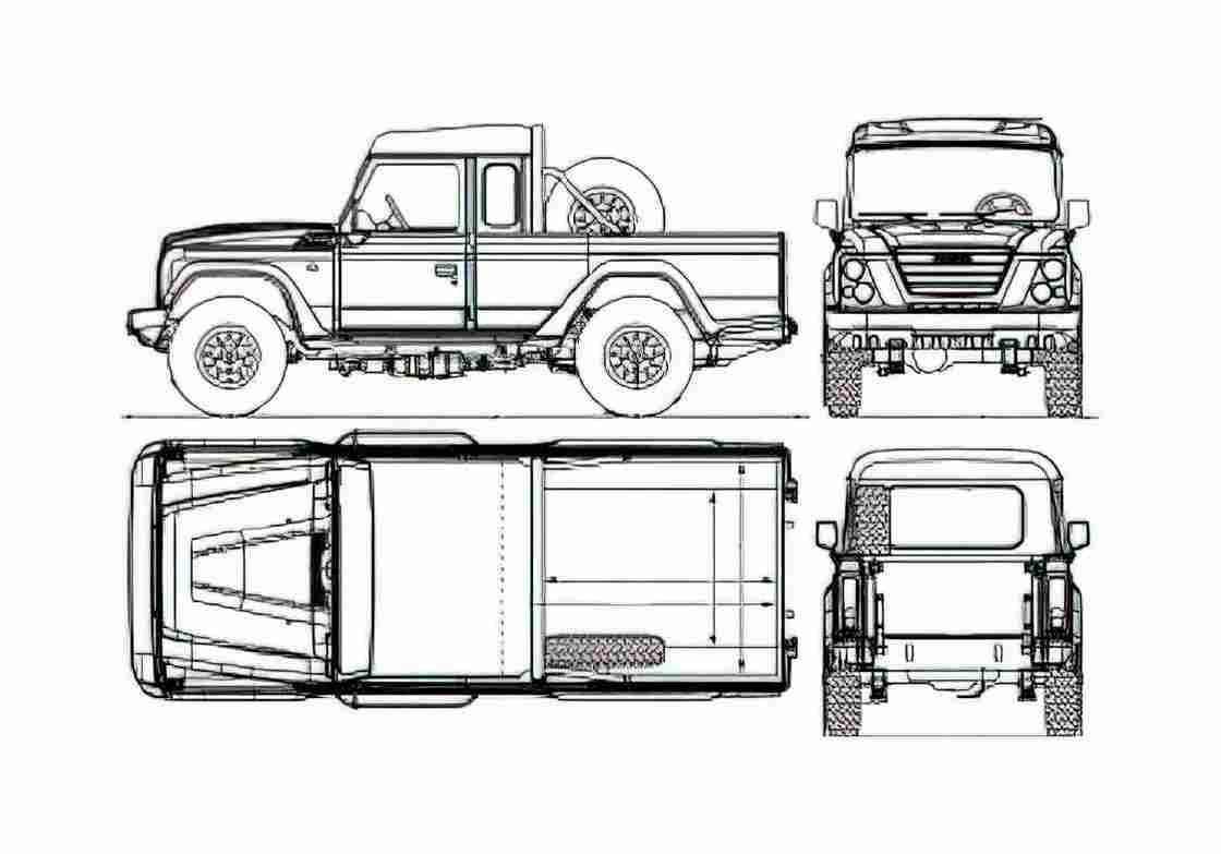 Blueprint Iveco Massif Pick up 2009 A4 Photo Print