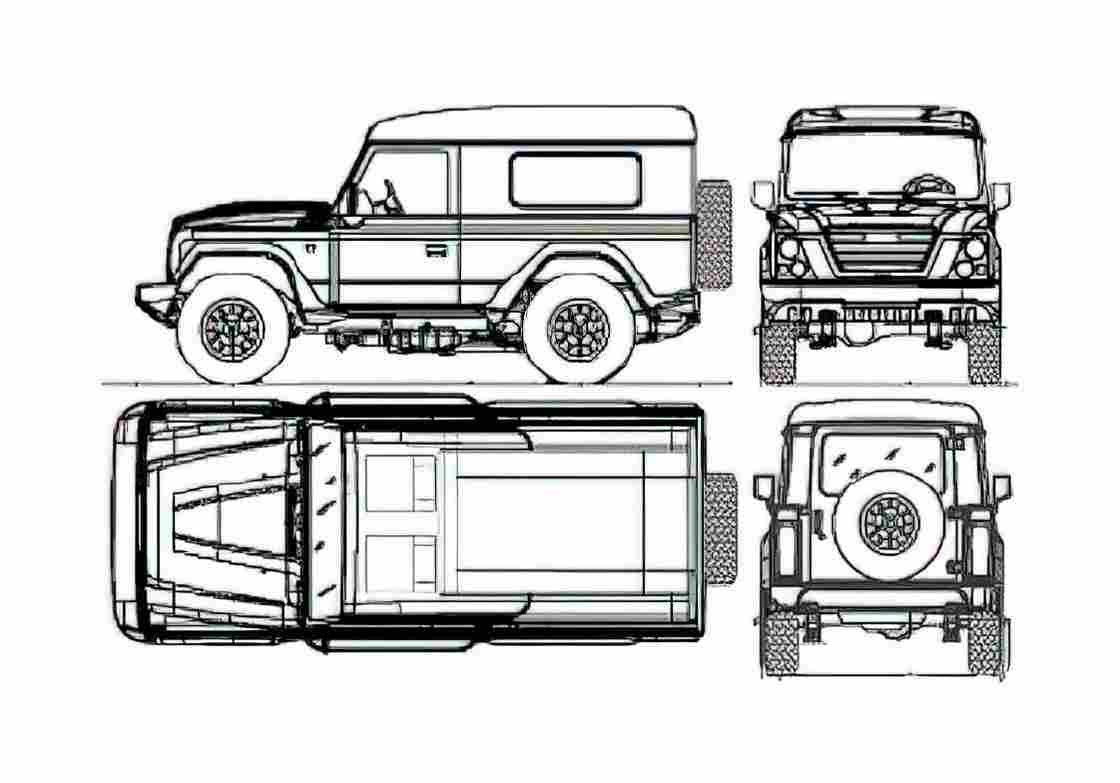 Blueprint Iveco Massif SWB SUV 2009 A4 Photo Print