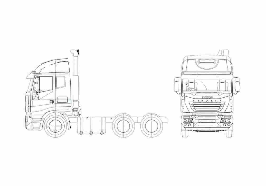 Blueprint Iveco Stralis AS13 6x4 Truck 2002 A4 Photo Print