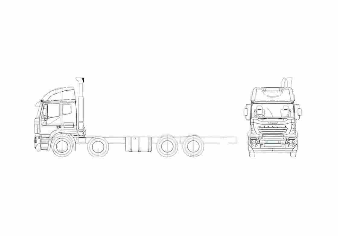 Blueprint Iveco Stralis AT10 8x4 Truck 2002 A4 Photo Print