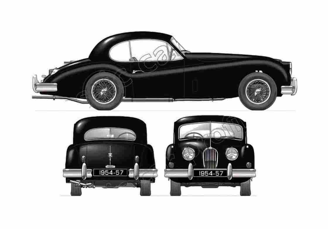 Blueprint Jaguar 140 Coupe 1954 A4 Photo Print