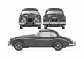 Blueprint Jaguar 150 Fixed Head Coupe 1959 A4 Photo Print