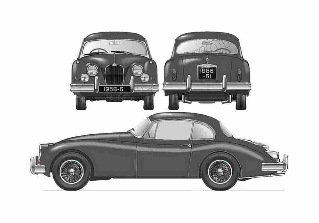 Blueprint Jaguar 150 Fixed Head Coupe 1959 A4 Photo Print