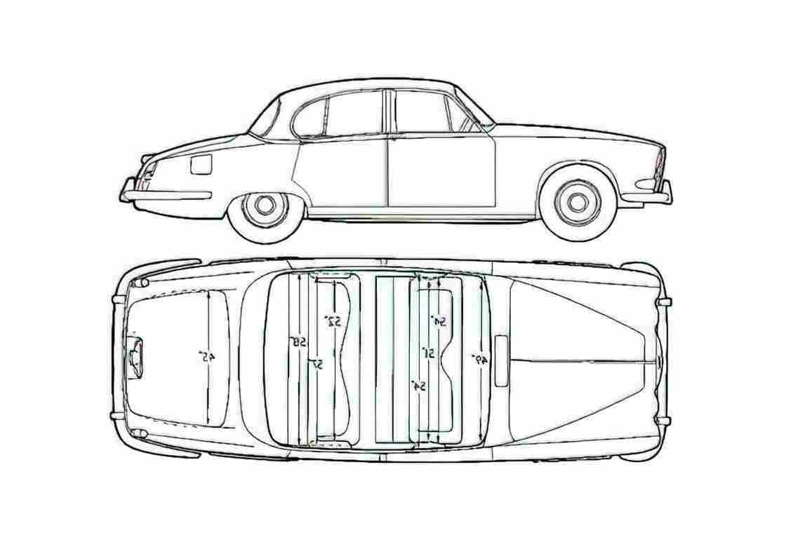Blueprint Jaguar 420 Sedan 1964 A4 Photo Print