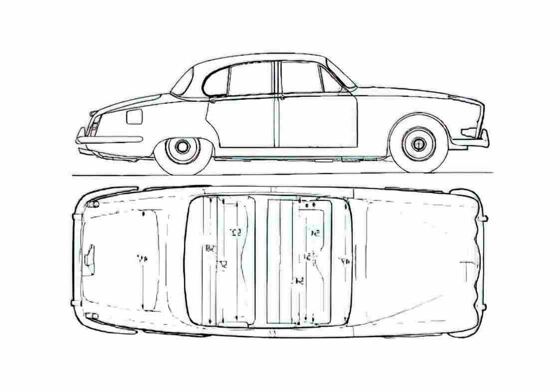 Blueprint Jaguar 420 Sedan 1966 A4 Photo Print