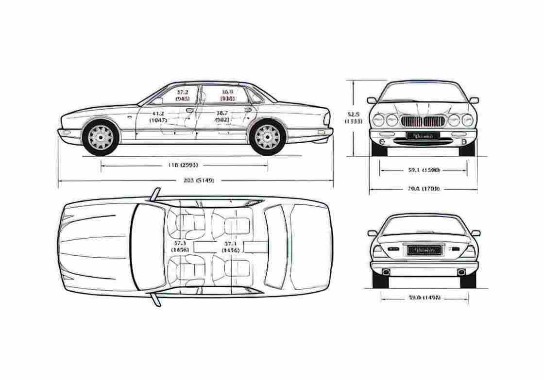 Blueprint Jaguar Daimler Sedan 1977 A4 Photo Print