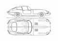 Blueprint Jaguar E Type 38 Coupe 1961 A4 Photo Print