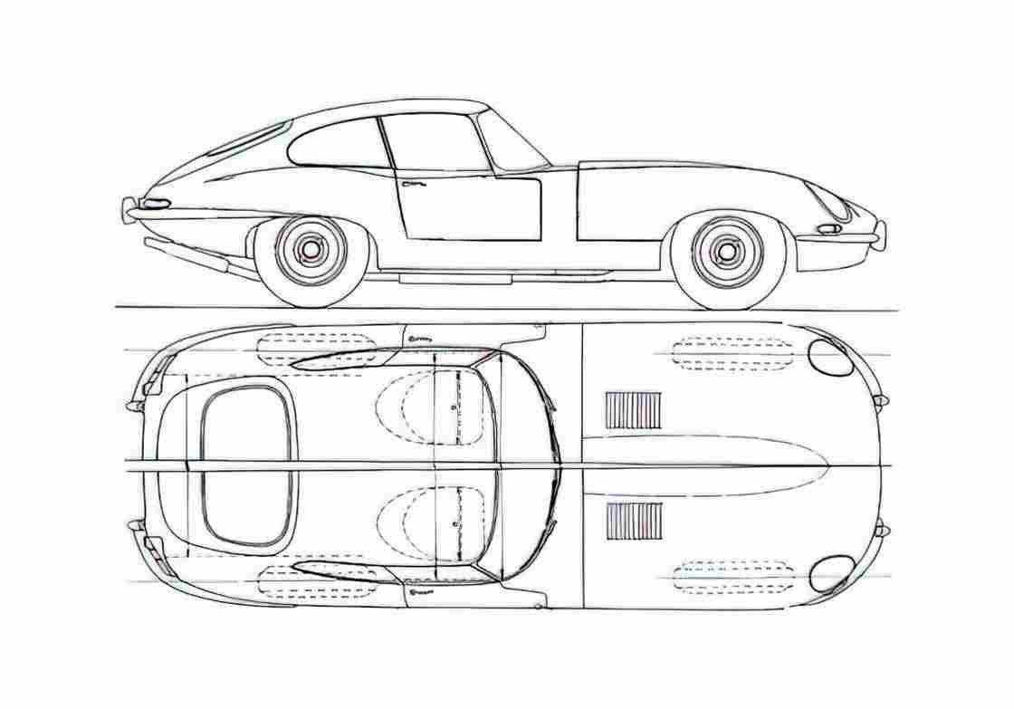 Blueprint Jaguar E Type 38 Coupe 1961 A4 Photo Print