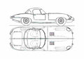 Blueprint Jaguar E Type 38 Roadster 1961 A4 Photo Print
