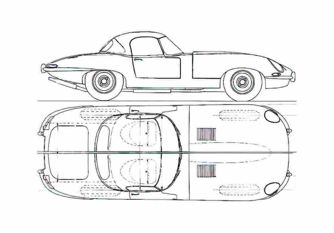 Blueprint Jaguar E Type 38 Roadster 1961 A4 Photo Print