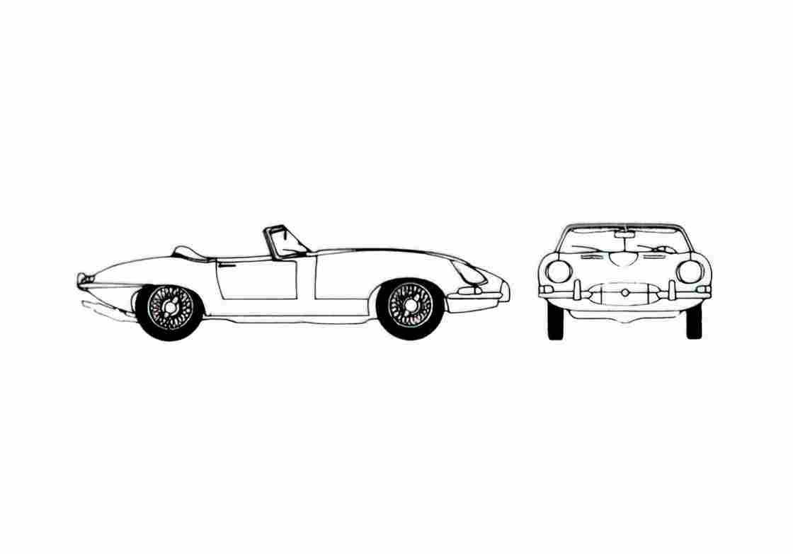 Blueprint Jaguar E Type 42 SII Roadster 1967 A4 Photo Print