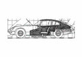 Blueprint Jaguar E Type 53 v12 Coupe 1971 A4 Photo Print
