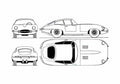 Blueprint Jaguar E Type Coupe 1961 A4 Photo Print