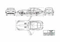 Blueprint Jaguar E type Coupe 1977 A4 Photo Print