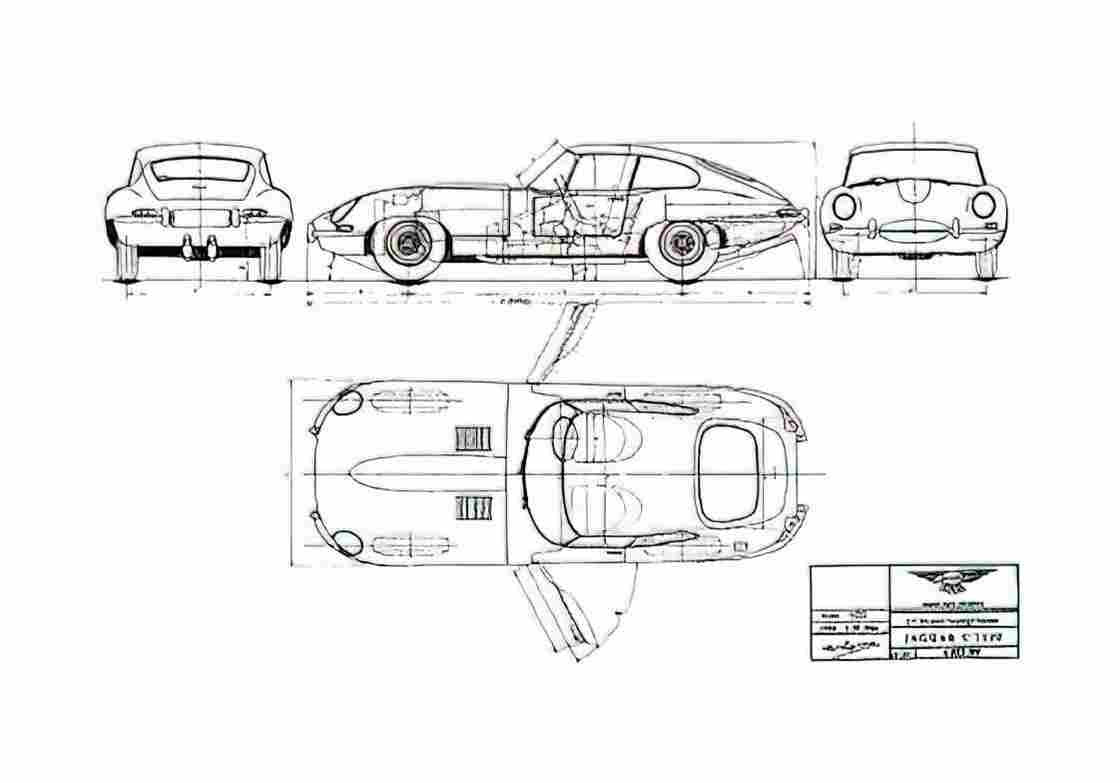 Blueprint Jaguar E type Coupe 1977 A4 Photo Print