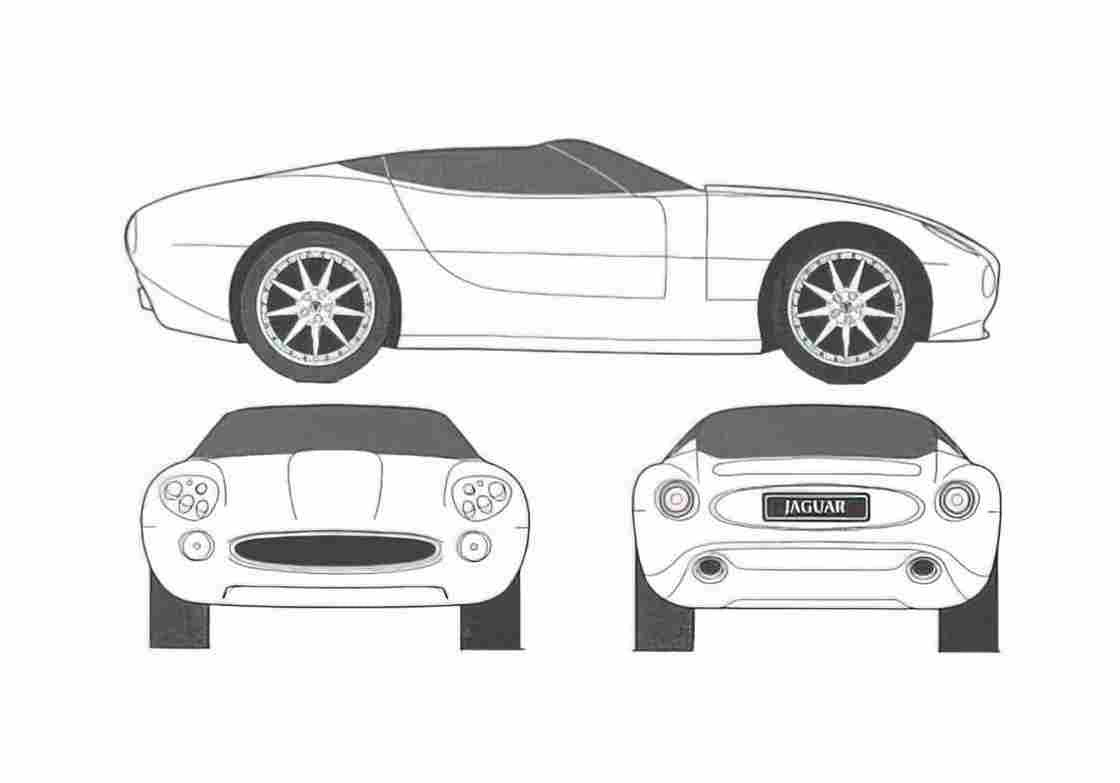 Blueprint Jaguar F type Coupe 2002 A4 Photo Print