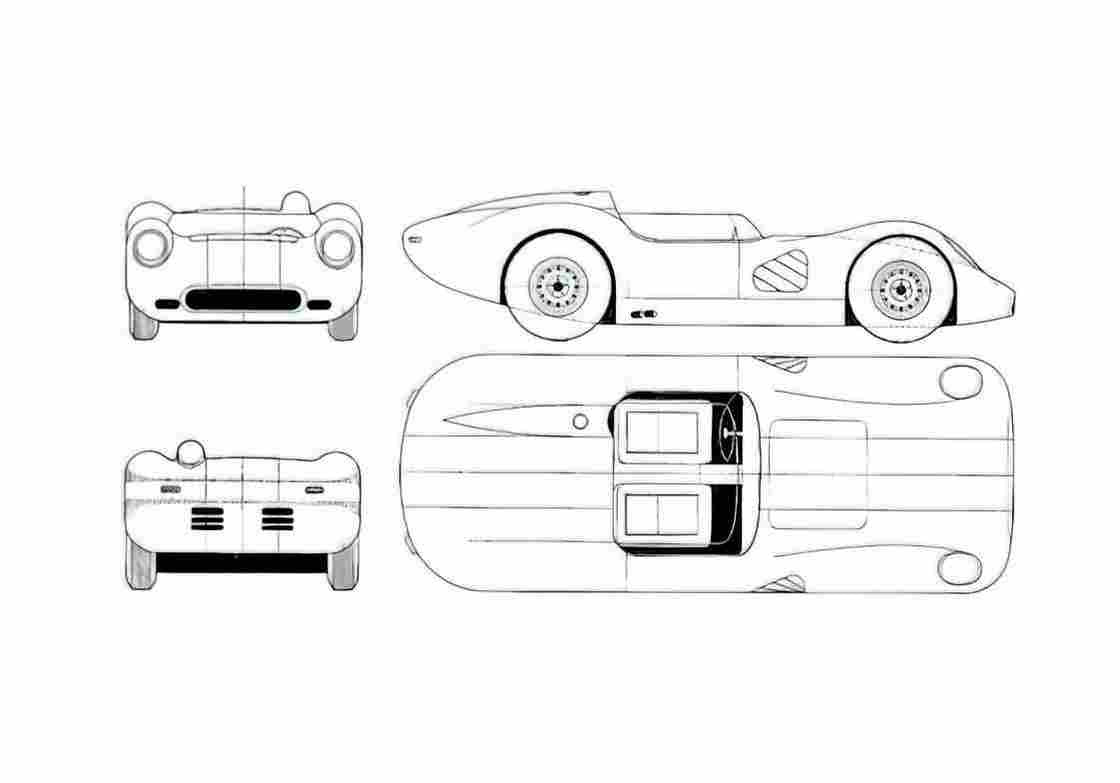 Blueprint Jaguar Lister GT Cabriolet 1958 A4 Photo Print