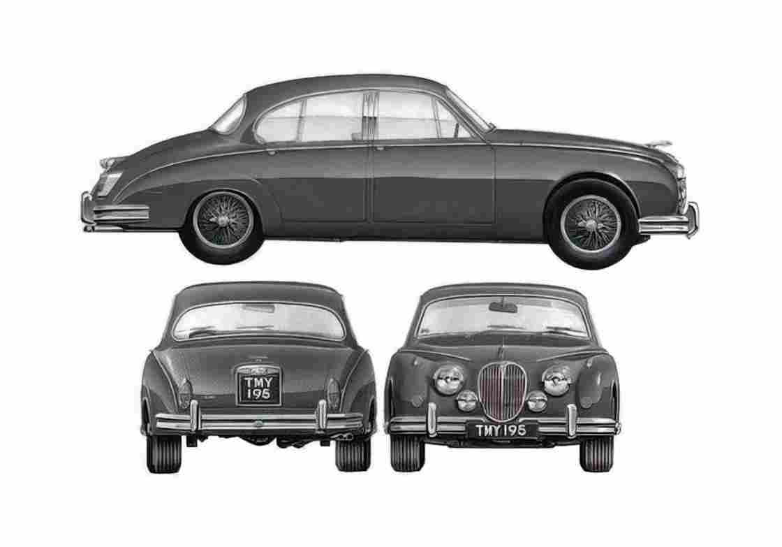 Blueprint Jaguar Mk II Sedan 1959 A4 Photo Print