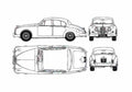 Blueprint Jaguar Mk II Sedan 1968 A4 Photo Print