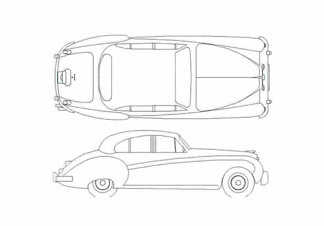 Blueprint Jaguar Mk VIII Sedan 1957 A4 Photo Print