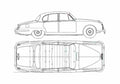 Blueprint Jaguar S type Sedan 1966 A4 Photo Print