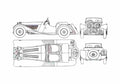 Blueprint Jaguar SS100 Cabriolet 1977 A4 Photo Print