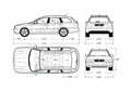 Blueprint Jaguar X Type Estate Wagon 2001 A4 Photo Print