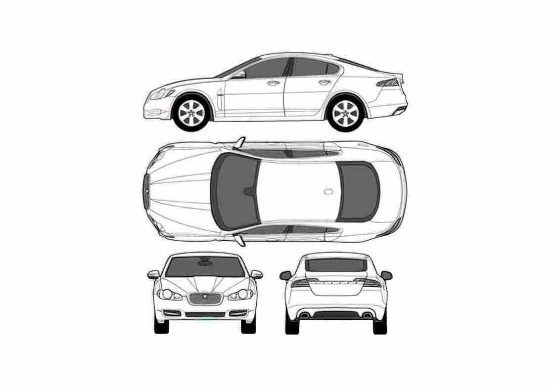 Blueprint Jaguar XF Sedan 2008 A4 Photo Print