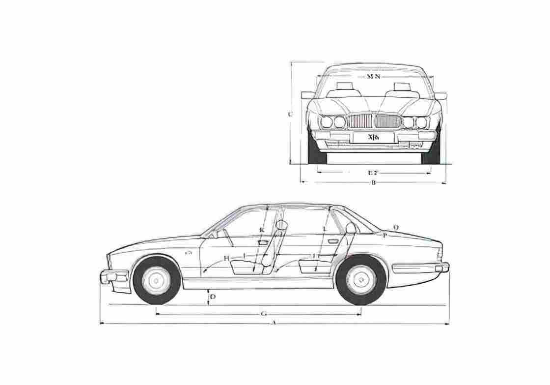 Blueprint Jaguar XJ 6 Type Sedan 1993 A4 Photo Print