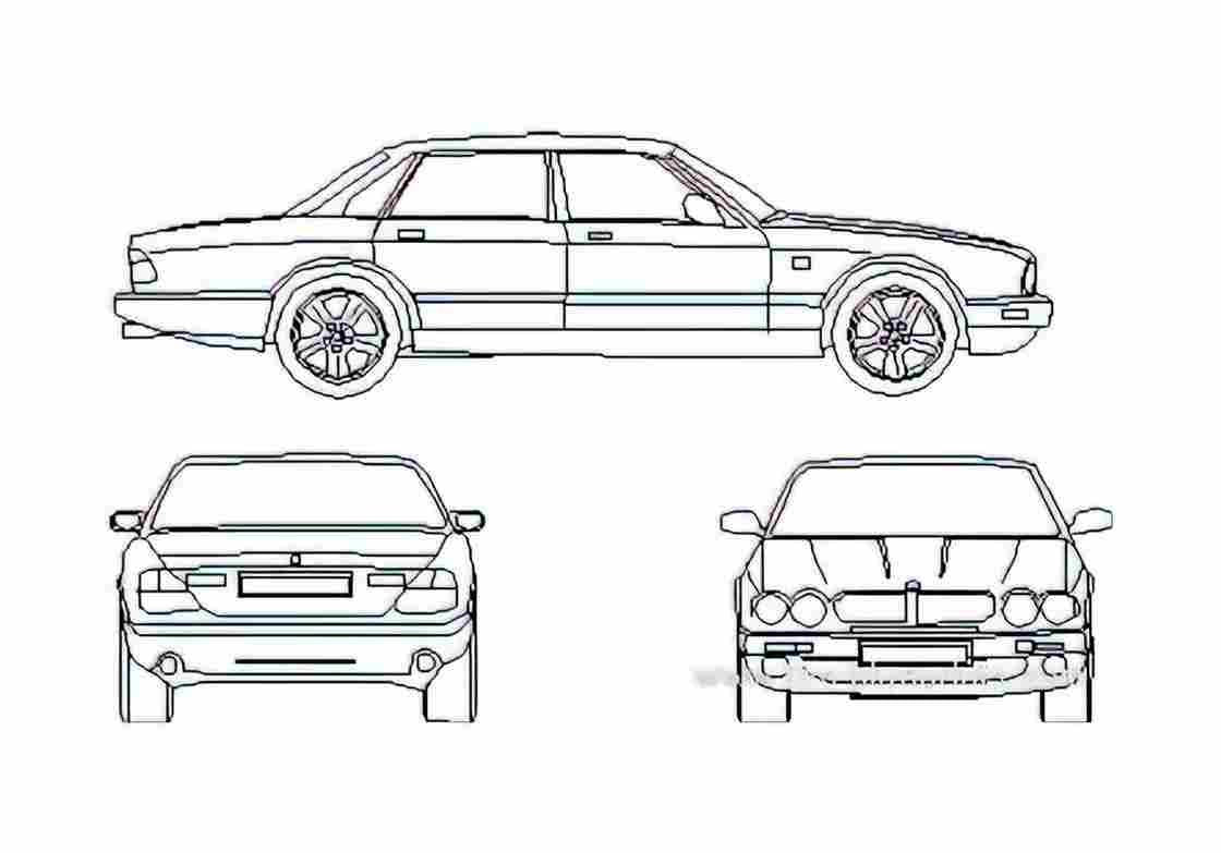 Blueprint Jaguar XJ 8 Sedan 2005 A4 Photo Print