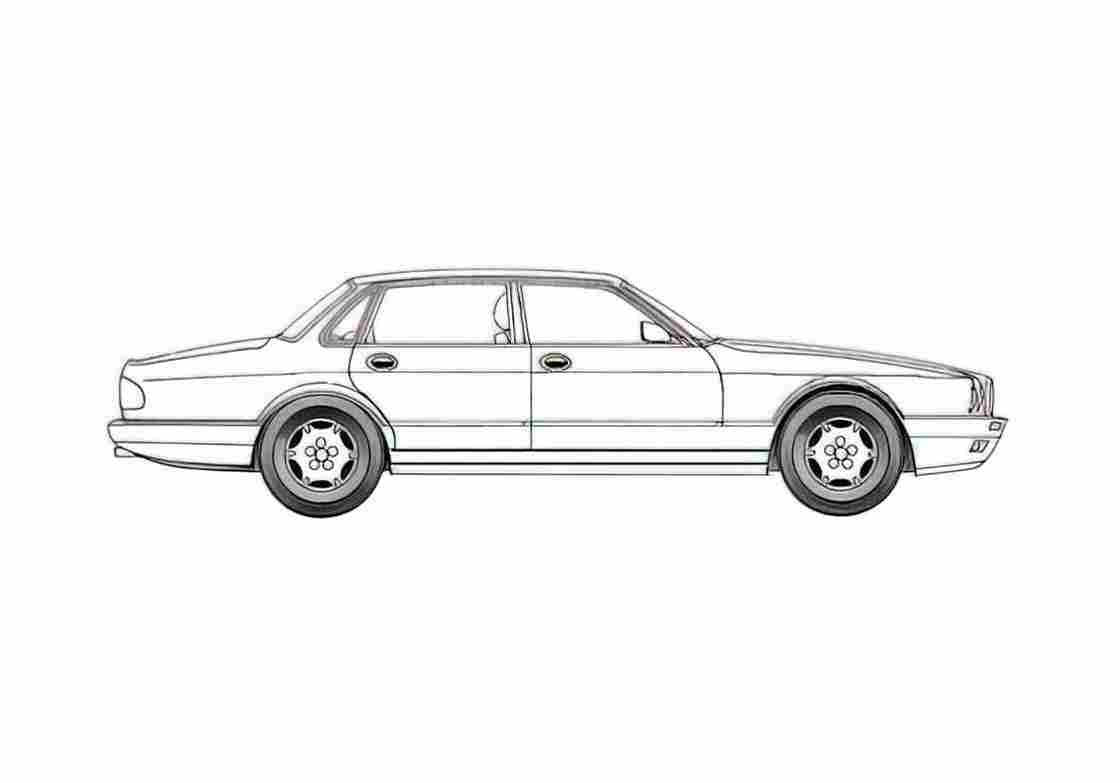 Blueprint Jaguar XJ6 Sedan 1995 A4 Photo Print