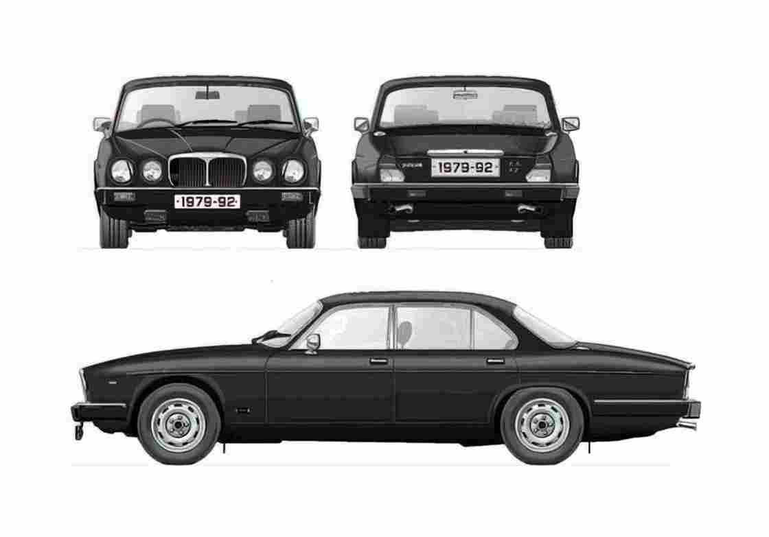 Blueprint Jaguar XJ6 Seriws III Sedan 1983 A4 Photo Print