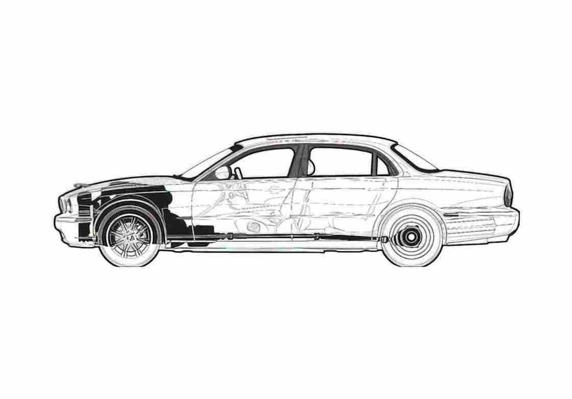 Blueprint Jaguar XJ8 L Sedan 2006 A4 Photo Print