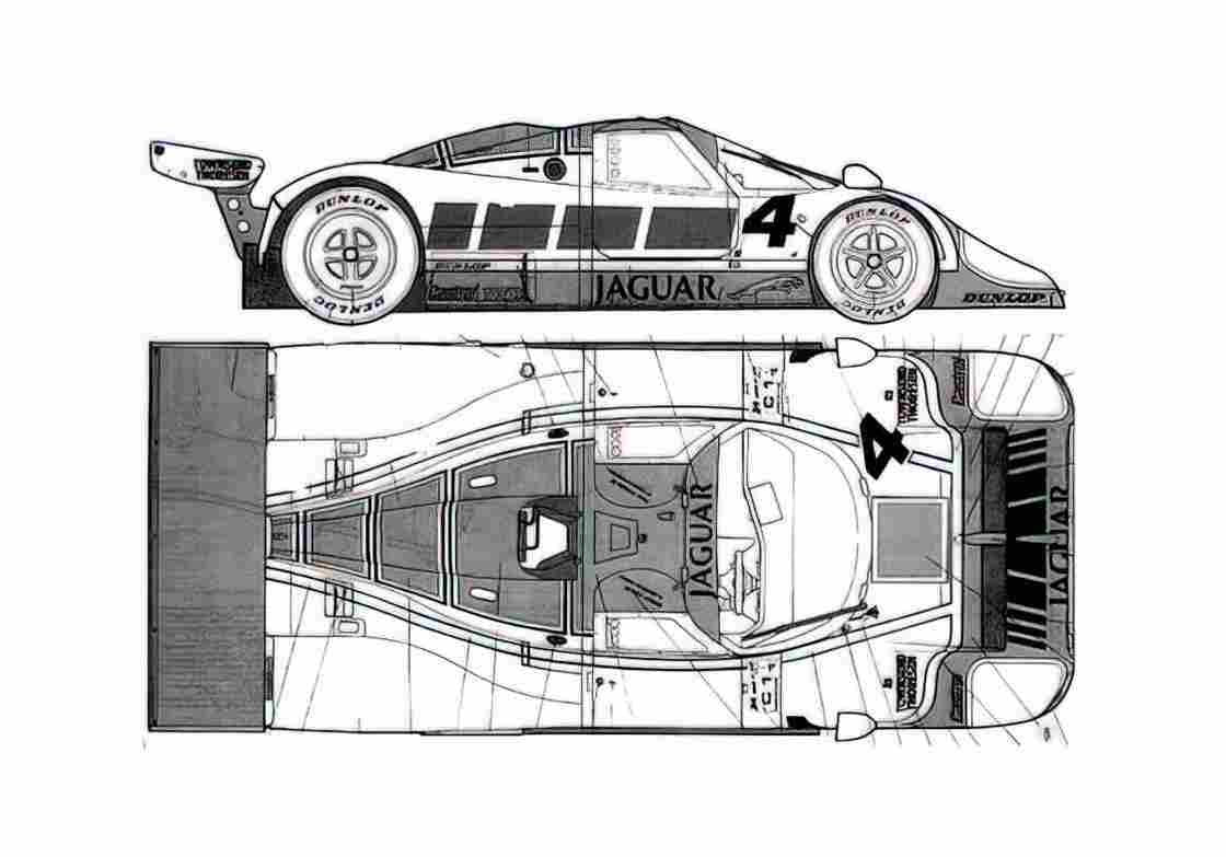 Blueprint Jaguar XJR 8 Le Mans Coupe 1987 A4 Photo Print