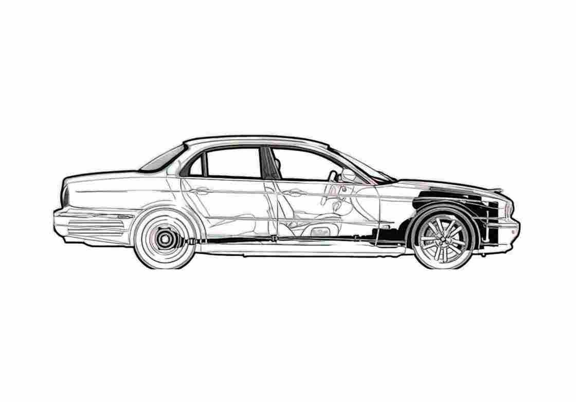 Blueprint Jaguar XJR Sedan 2004 A4 Photo Print