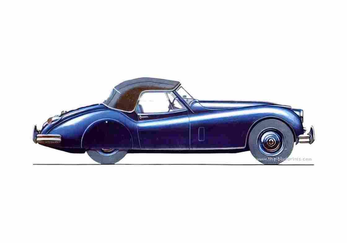 Blueprint Jaguar XK 140 DHC Roadster 1954 A4 Photo Print