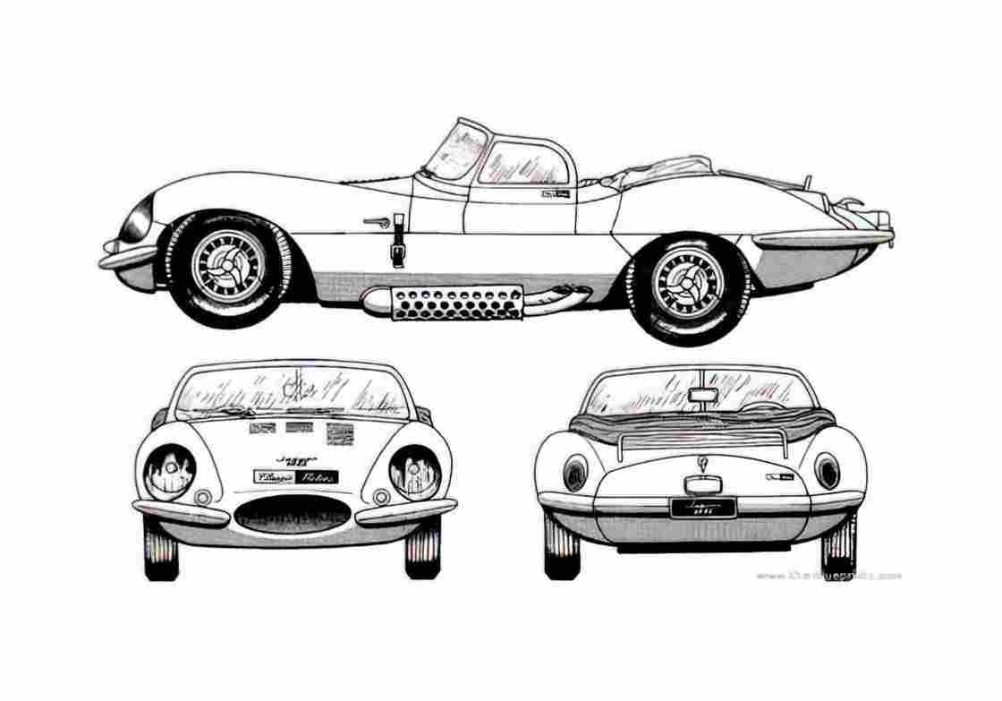 Blueprint Jaguar XK SS Roadster 1957 A4 Photo Print