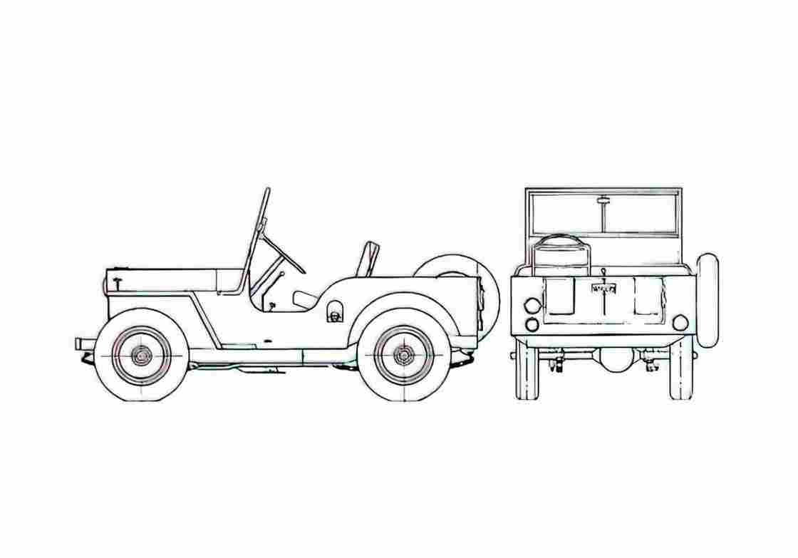 Blueprint Jeep CJ 2a Universal SUV 1942 A4 Photo Print