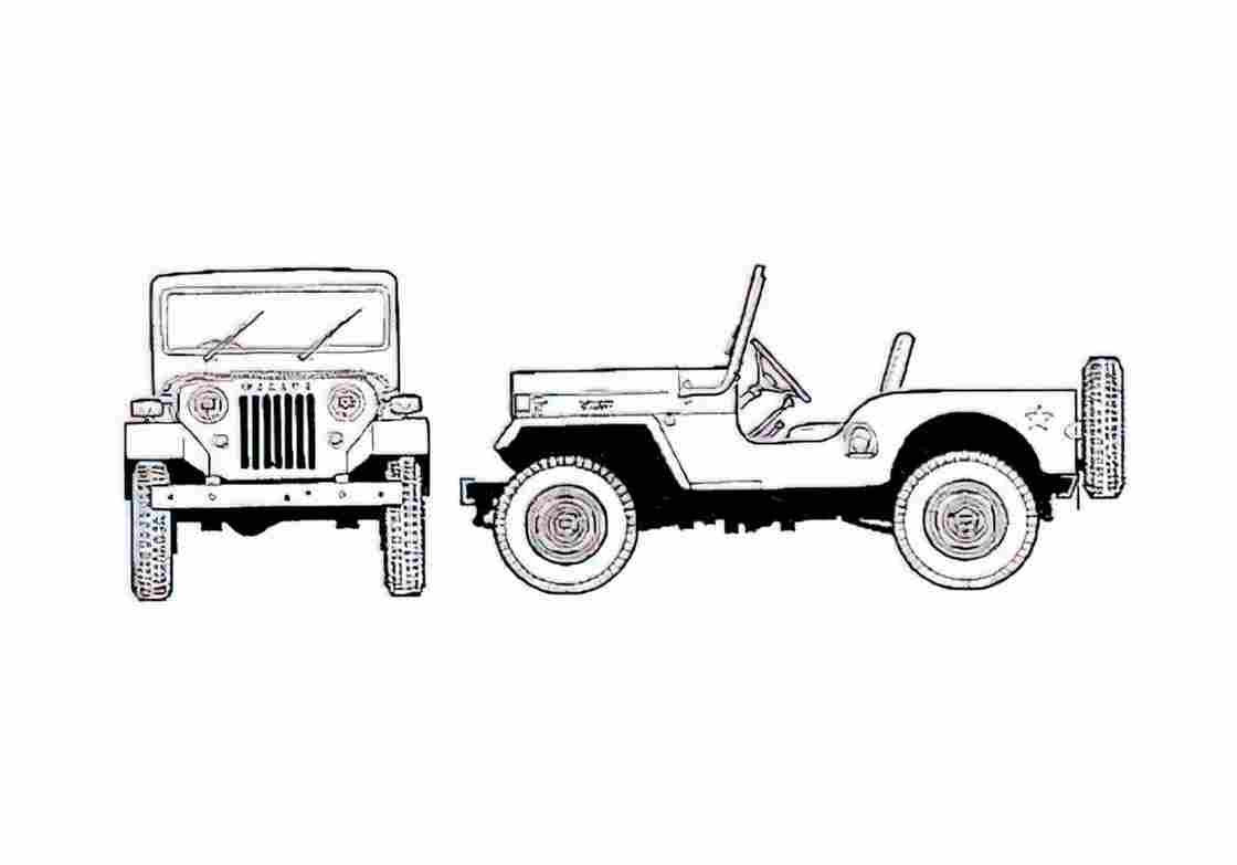 Blueprint Jeep CJ 3B Universal SUV 1954 A4 Photo Print