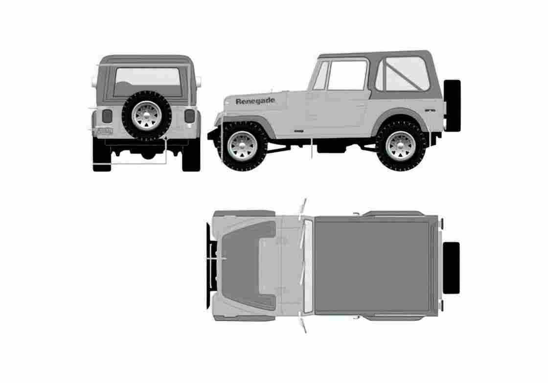 Blueprint Jeep CJ7 Renegade SUV 1977 A4 Photo Print