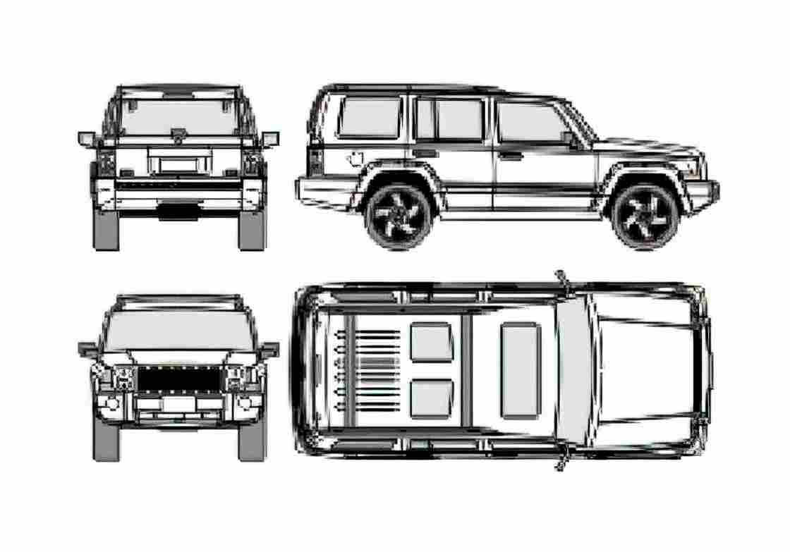 Blueprint Jeep Commander SUV 2006 A4 Photo Print