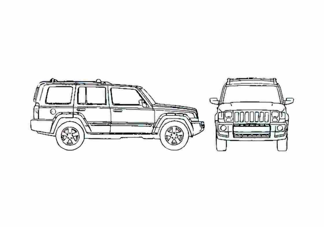 Blueprint Jeep Commander SUV 2007 A4 Photo Print
