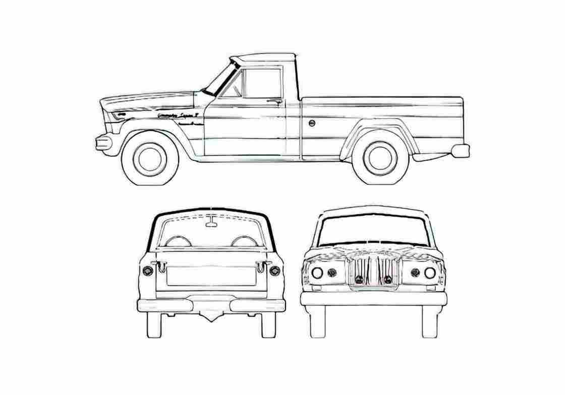 Blueprint Jeep Gladiator Pick up 1965 A4 Photo Print