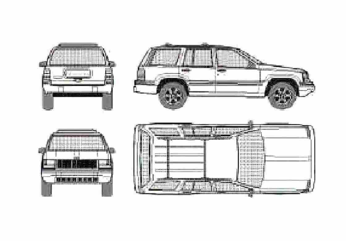 Blueprint Jeep Grand Cherokee SUV 1996 A4 Photo Print