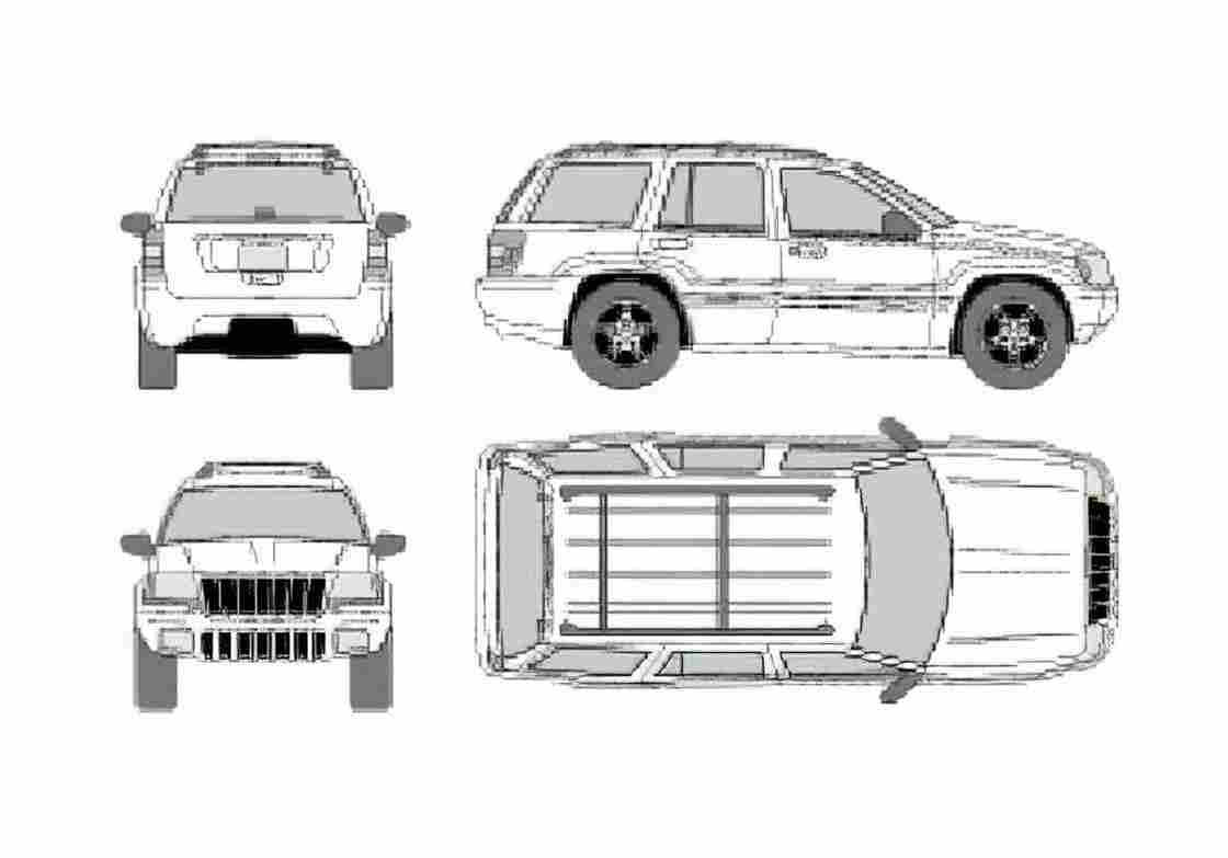 Blueprint Jeep Grand Cherokee SUV 2001 A4 Photo Print