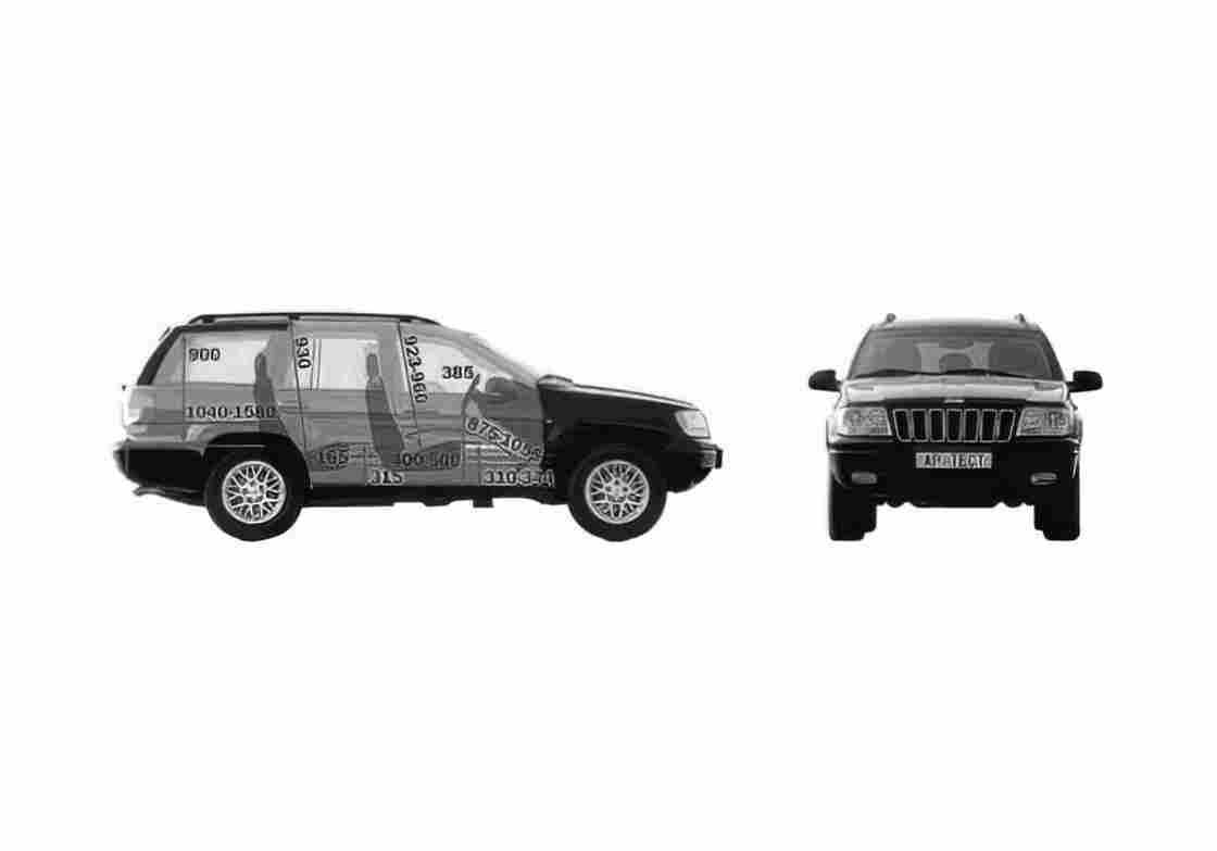 Blueprint Jeep Grand Cherokee SUV 2004 A4 Photo Print