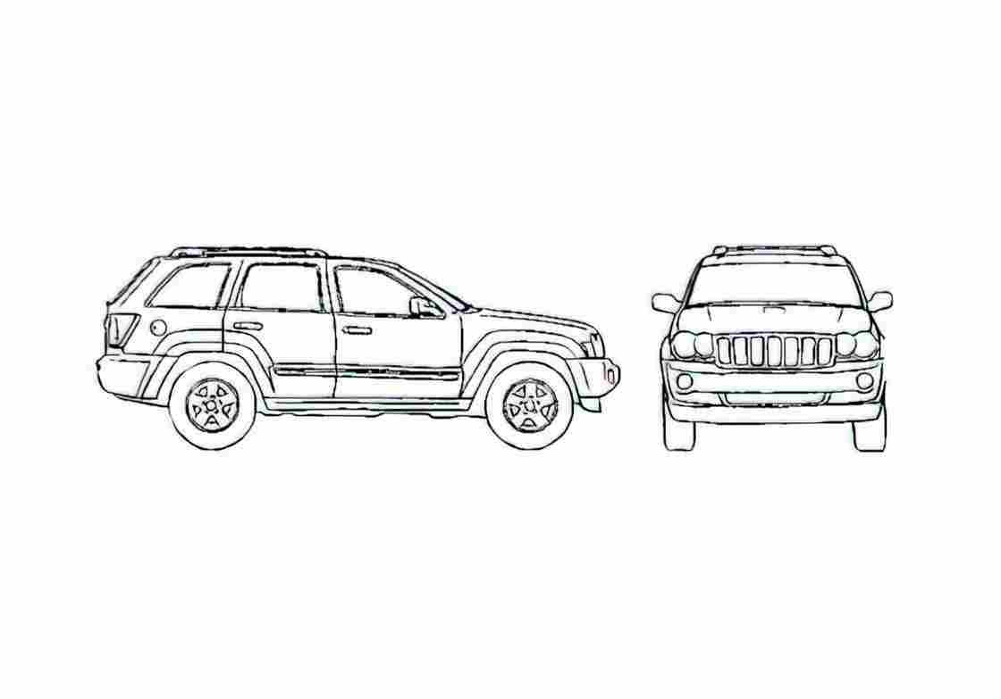 Blueprint Jeep Grand Cherokee SUV 2007 A4 Photo Print