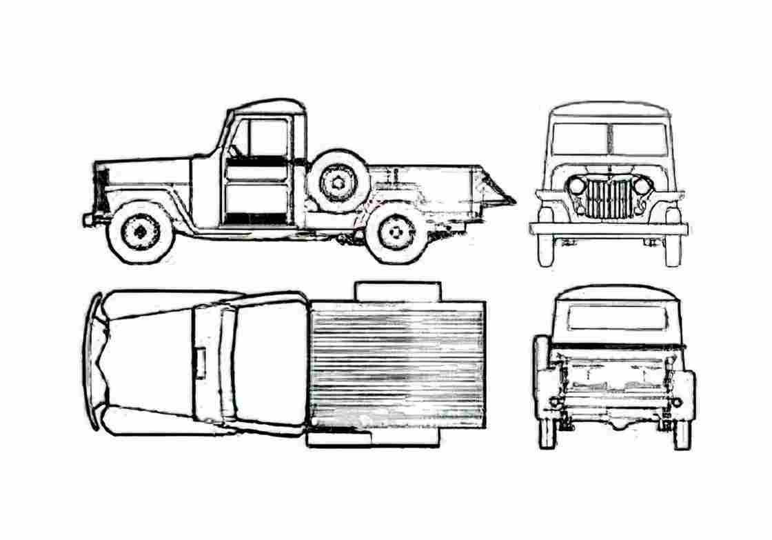 Blueprint Jeep IKA Baqueano Pick up 1959 A4 Photo Print
